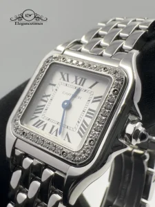 Cartier-Panthere-Small-De-Steel-Diamond-W4PN0007-near-dial