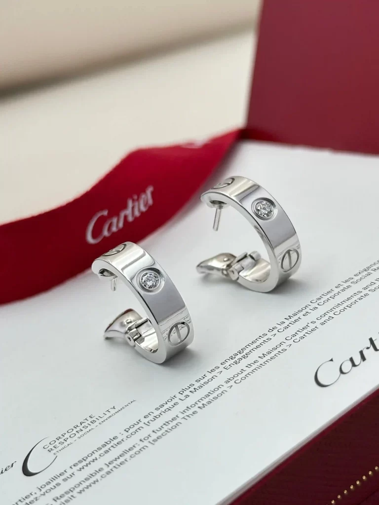 Cartier-Love-Hoop-Earrings-B8022800-Classic-Model-Diamonds-18k-White-Near