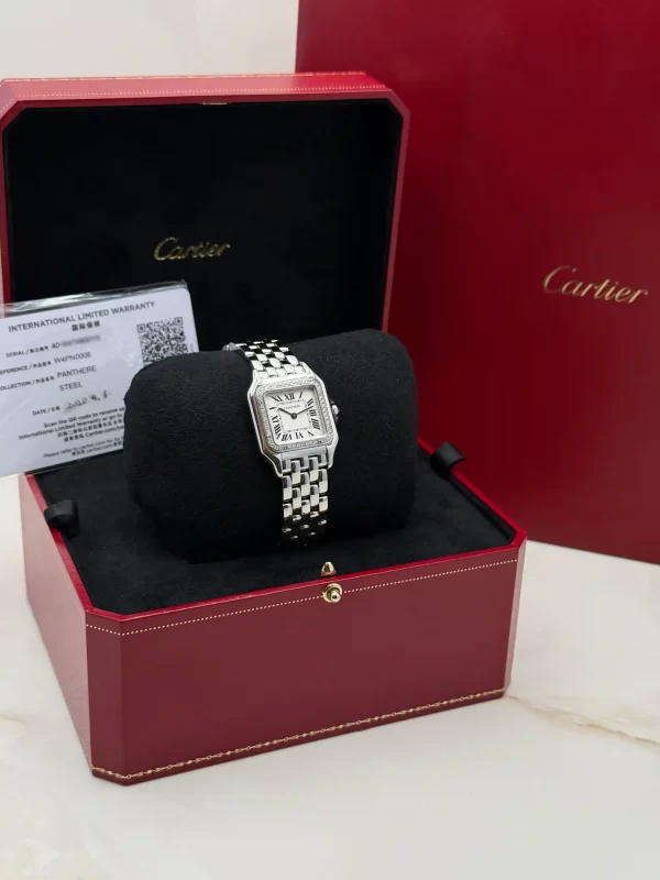 Cartier-Panthere-Watch-W4PN0008-Medeium-Model-Steel-Diamonds-Guarantee
