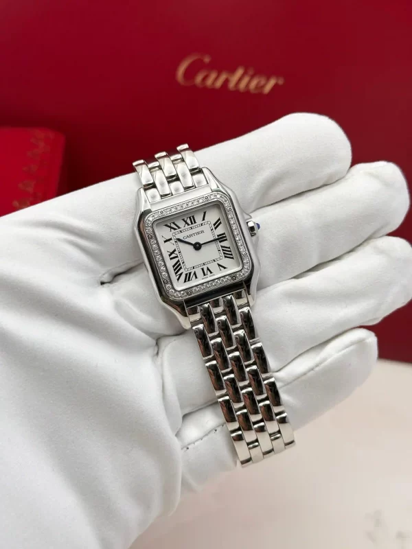 Cartier-Panthere-Watch-W4PN0008-Medeium-Model-Steel-Diamonds-Hand