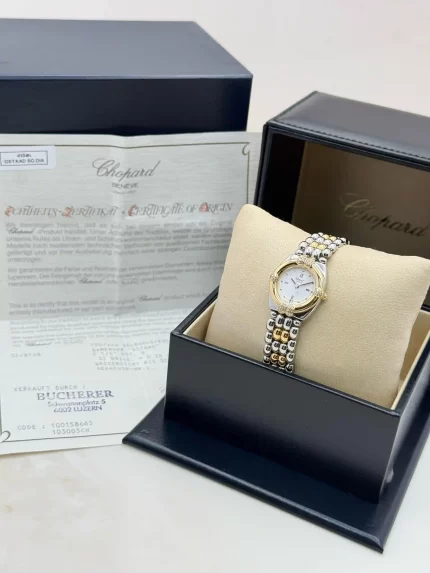 Chopard-Gstaad-Watch-32-8128-Diamonds-Steel-18k-Yellow-Gold-Authentic