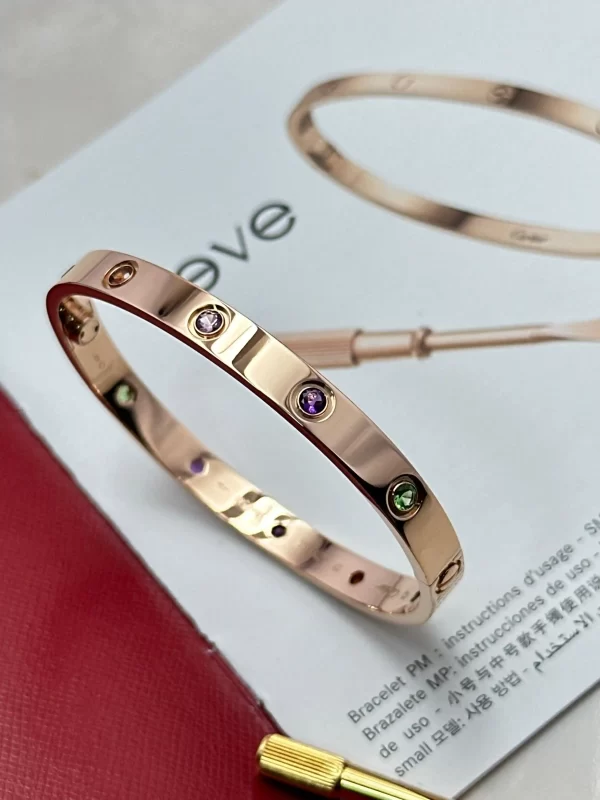 Cartier-Love-Bracelet-Rainbow-B6036517-18k-Pink-Gold-Sapphires-Garnets-Amethysts-17