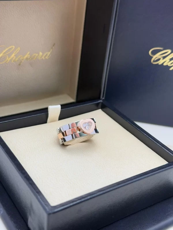 Chopard-Happy-Diamonds-Ring-18k-Rose-Gold-Steel-Panther-Link-Box