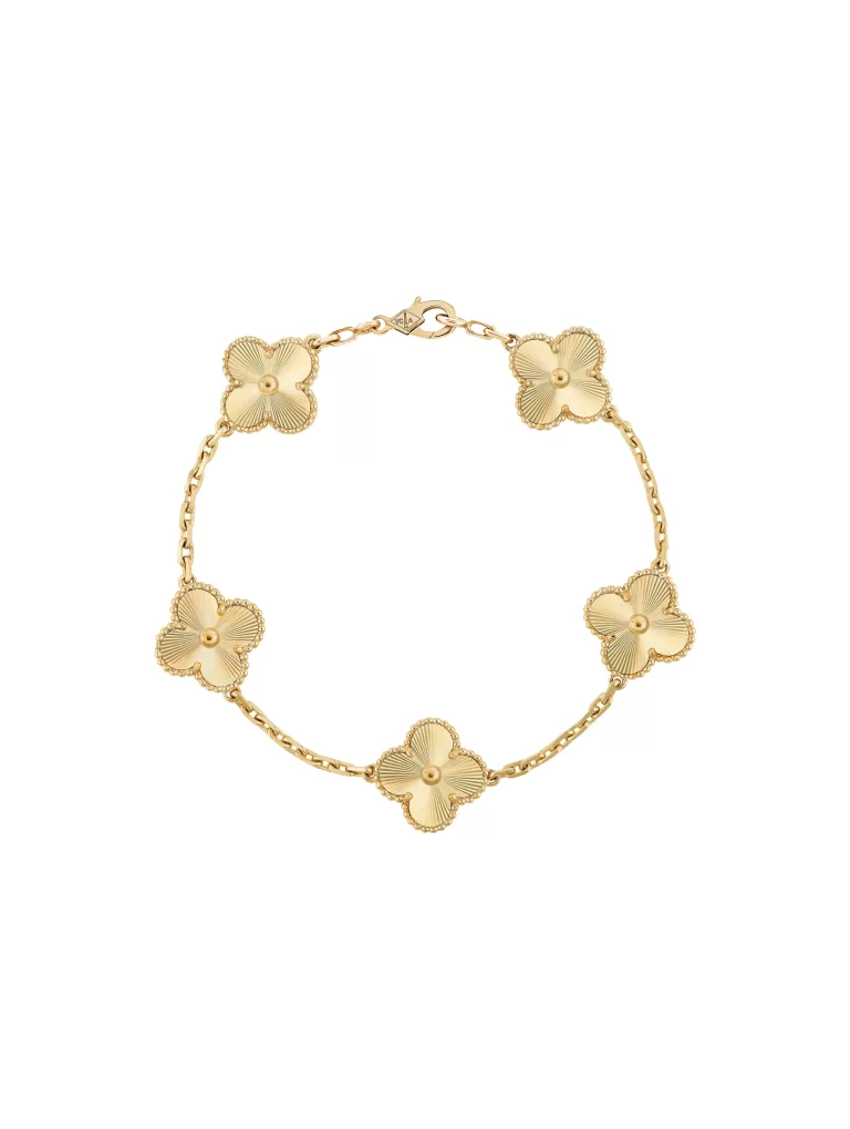 Van-Cleef-Arpels-Vintage-Alhambra-Bracelet-VCARP3JK00-5-Motifs-18k-Yellow-Gold-Guilloche-19