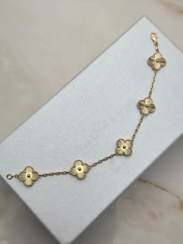 Van-Cleef-Arpels-Vintage-Alhambra-Bracelet-VCARP3JK00-5-Motifs-18k-Yellow-Gold-Guilloche