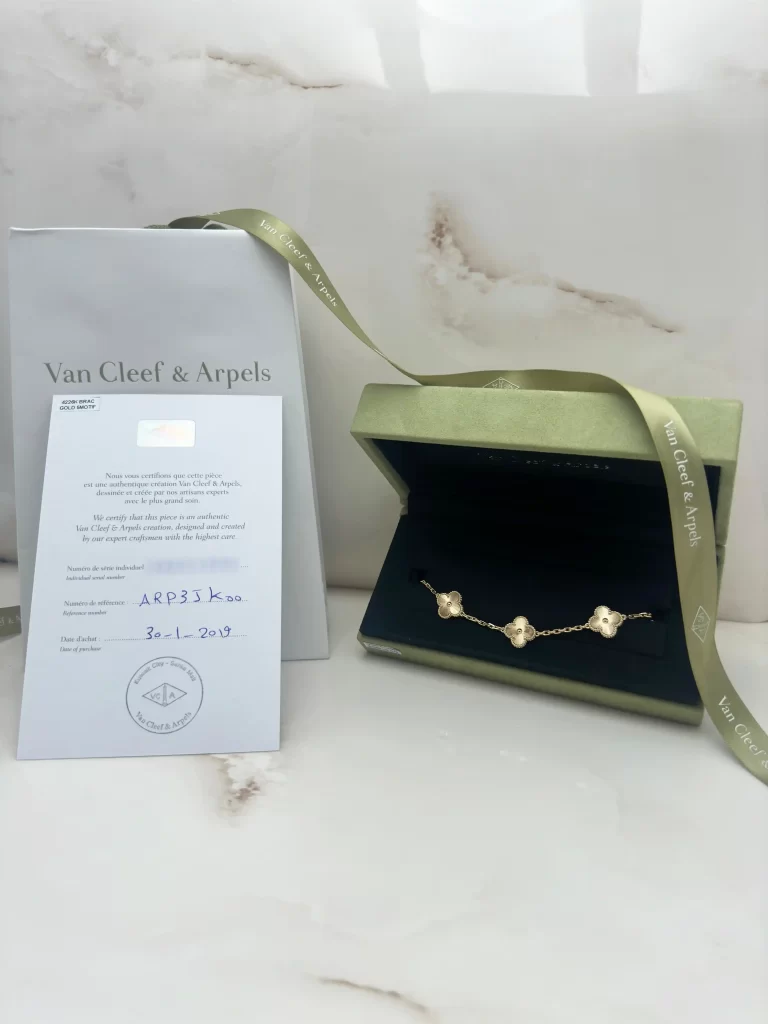 Van-Cleef-Arpels-Vintage-Alhambra-Bracelet-VCARP3JK00-5-Motifs-18k-Yellow-Gold-Guilloche-Original