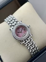 Vintage-Chopard-Happy-Sport-Watch-Stainless-Steel-Diamond-Pink-MOP-Dial