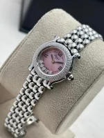 Vintage-Chopard-Happy-Sport-Watch-Stainless-Steel-Diamond-Pink-MOP-Dial-Side