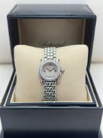 Vintage-Chopard-Happy-Sport-Watch-Stainless-Steel-Diamonds-White-MOP-Dial-Small-Front-Box