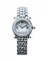 Vintage-Chopard-Happy-Sport-Watch-Stainless-Steel-Diamonds-White-MOP-Dial-Small-Model-Quartz