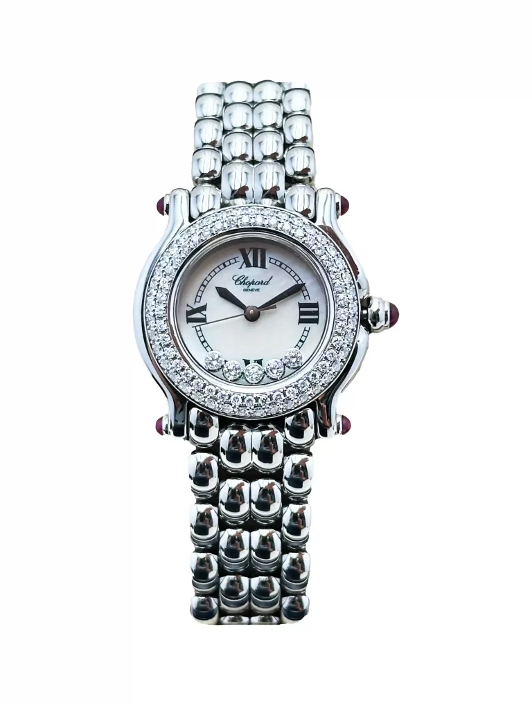 Vintage-Chopard-Happy-Sport-Watch-Stainless-Steel-Diamonds-White-MOP-Dial-Small-Model-Quartz