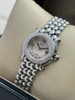 Vintage-Chopard-Happy-Sport-Watch-Stainless-Steel-Diamonds-White-MOP-Dial-Small-Model-Side