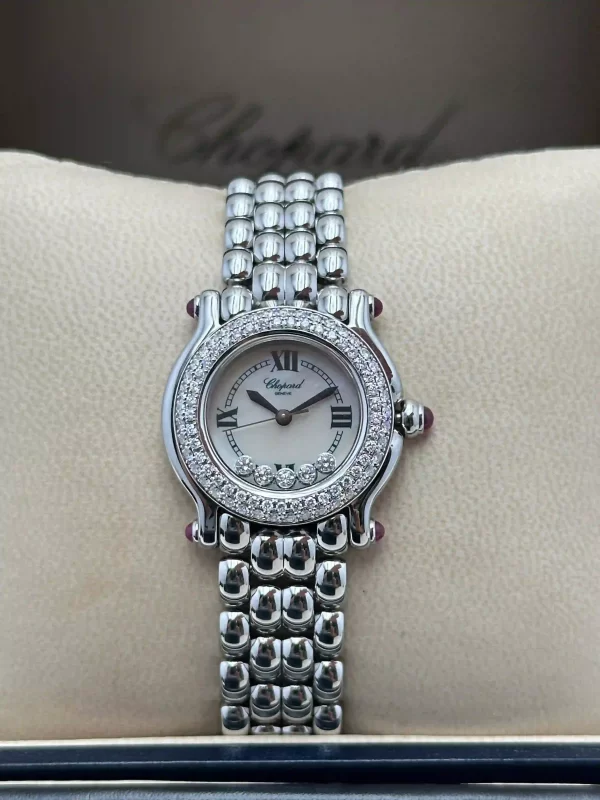 Vintage-Chopard-Happy-Sport-Watch-Steel-Diamonds-White-MOP-Dial-Small-Model-Quartz