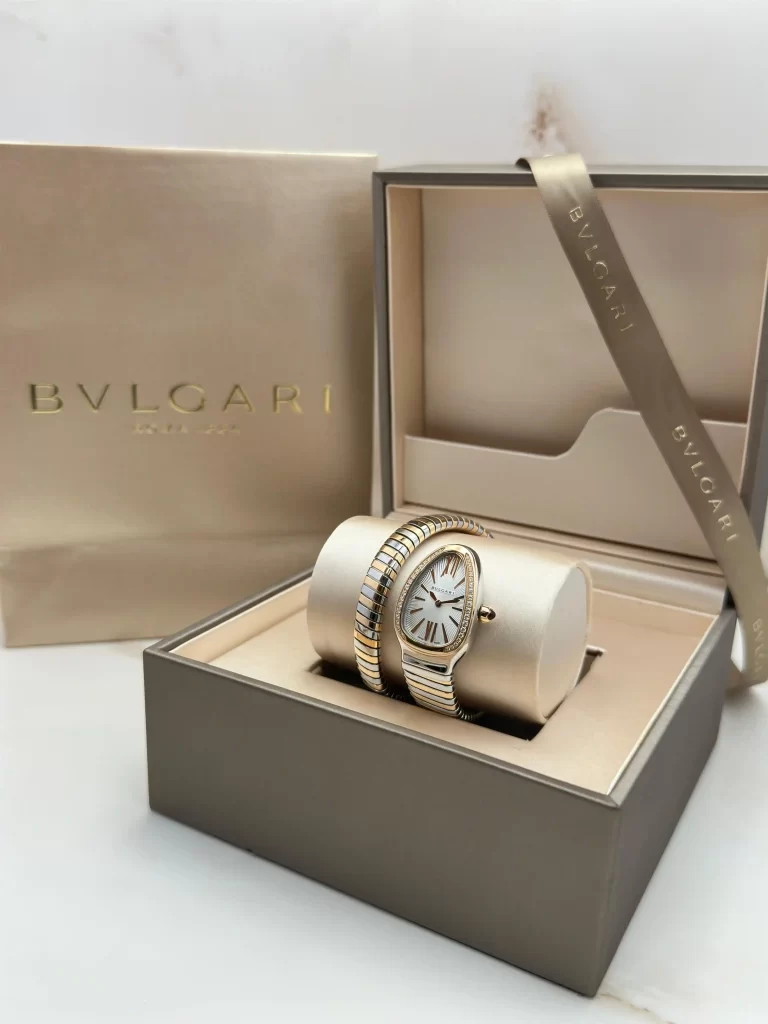Bvlgari-Serpenti-Tubogas-Watch-103822-Diamonds-18k-Rose-Gold-Stainless-Steel-Authentic