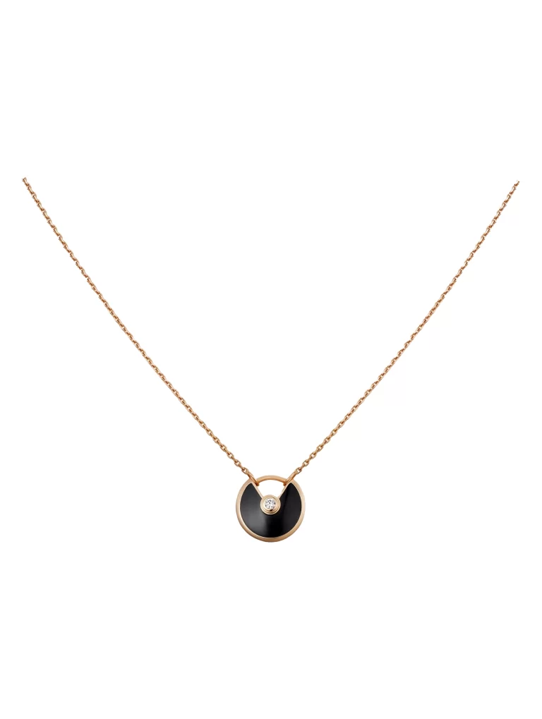 Cartier-Amulette-Necklace-B3047200-XS-Model-18k-Rose-Gold-Onyx-Diamond