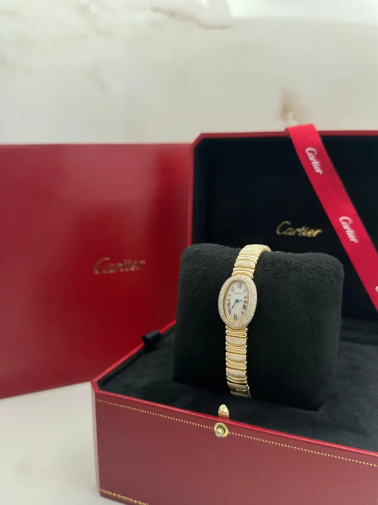 Cartier-Baignoire-Watch-2368-Mini-Size-18k-Yellow-Gold-Diamonds-Authentic