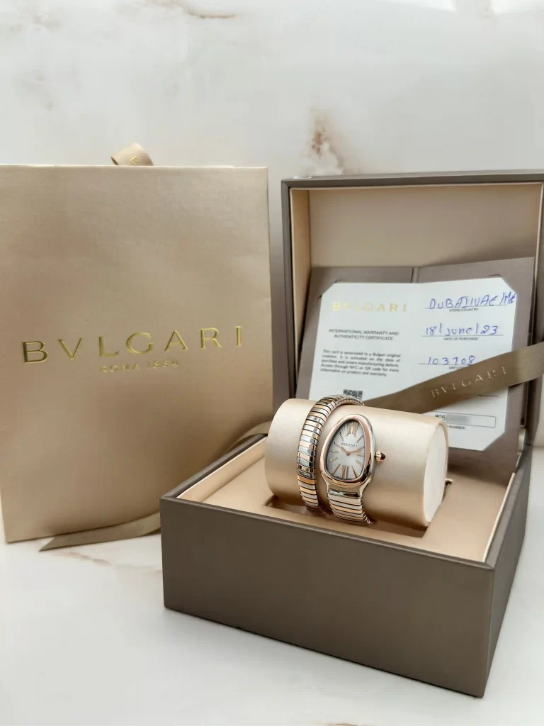 Bvlgari-Serpenti-Tubogas-Ladies-Watch-103708-18k-Rose-Gold-Stainless-Steel-Authentic