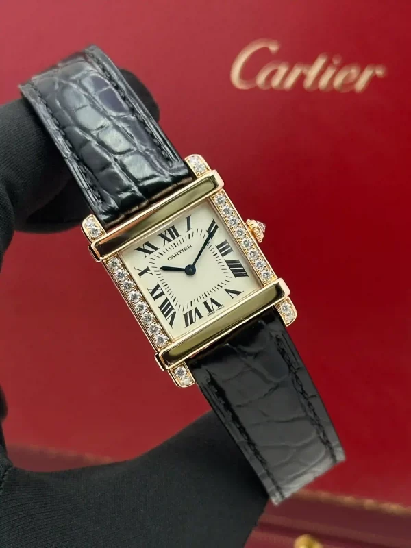 Cartier-Tank-Chinoise-Watch-2686-Diamonds-18k-Rose-Gold-Leather-Strap-Hand