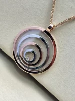 Chopard-Happy-Spirit-Pendant-795014-Jumbo-Size-3-Line-Chain-18k-Pink-White-Gold