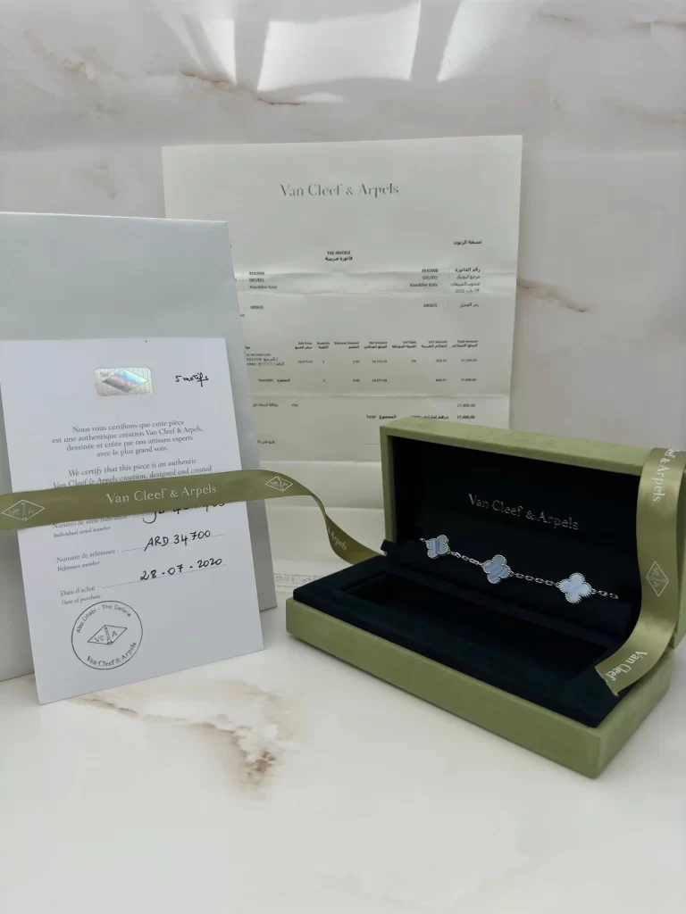 Van-Cleef-Arpels-Vintage-Alhambra-Bracelet-5-Motifs-VCARD34700-18k-White-Gold-Original