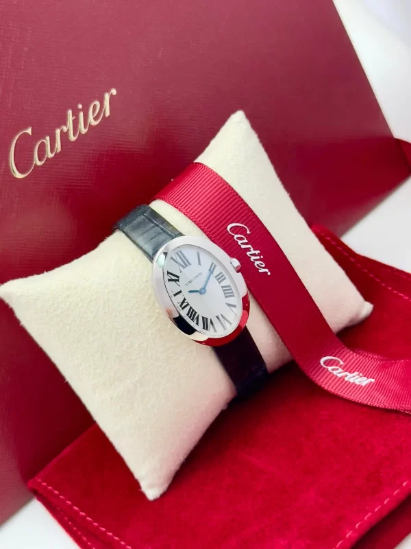 Cartier-Baignoire-Watch-Small-Model-3065-18k-White-Gold-Black-Leather-Side