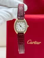 Cartier-Tortue-Ladies-Watch-1945-Yellow-Gold-Diamonds-Leather