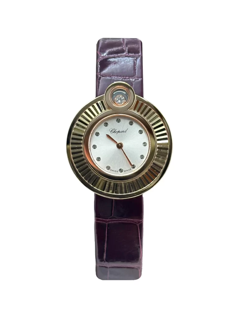 Chopard-Happy-Diamonds-Watch-204407-18k-Rose-Gold-Leather-Silver-Dial-Quartz
