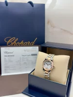 Chopard-Happy-Sport-Watch-8590-Stainless-Steel-18k-Rose-Gold-Diamonds-Authentic