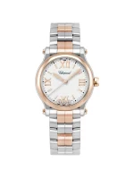 Chopard-Happy-Sport-Watch-8590-Stainless-Steel-18k-Rose-Gold-Diamonds-Quartz