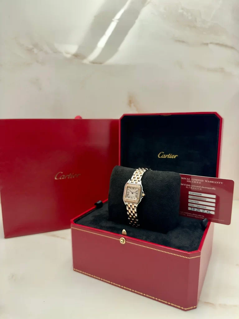 Panthere-De-Cartier-Watch-W3PN0006-Small-Model-18k-Rose-Gold-Stainless-Steel-Diamonds-Authentic