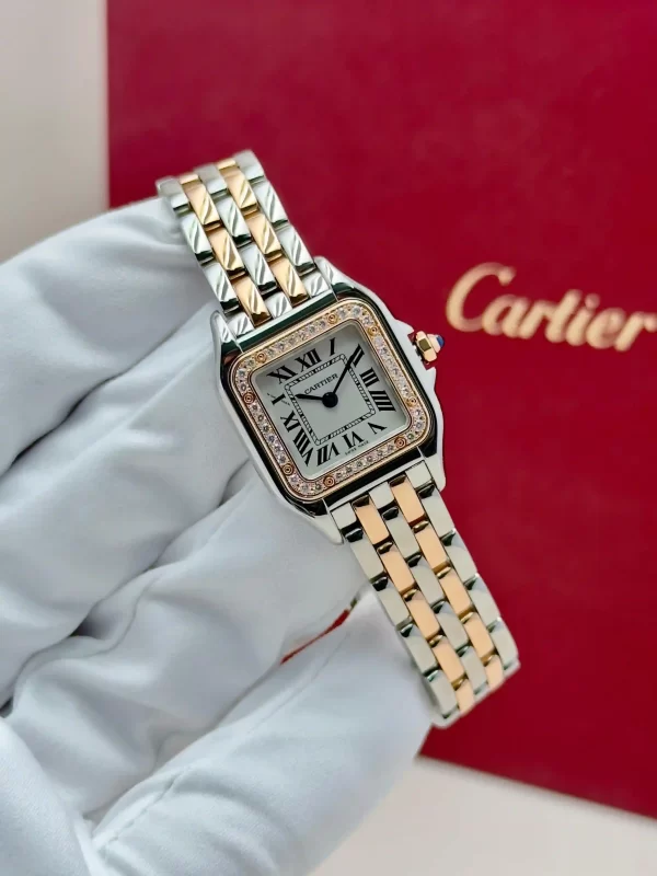 Panthere-De-Cartier-Watch-W3PN0006-Small-Model-18k-Rose-Gold-Stainless-Steel-Diamonds-Hand