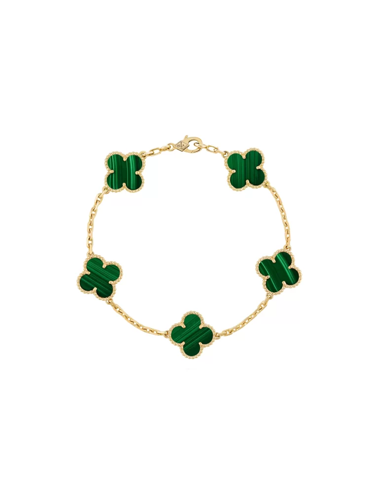 Van-Cleef-Arpels-Vintage-Alhambra-Bracelet-5-Motifs-VCARL80900-18k-Yellow-Gold-Malachite-19