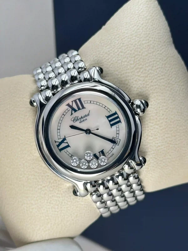 Vintage-Chopard-Happy-Sport-Watch-8347-Steel-Diamonds-Large-White-MOP
