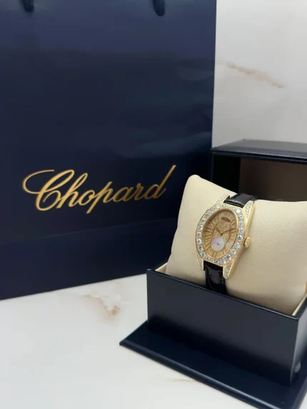 Chopard-Classic-Oval-Ladies-Watch-18k-Yellow-Gold-Leather-Diamonds-Original