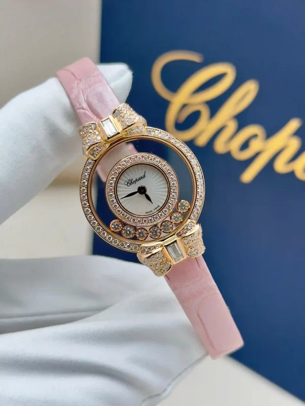 Chopard-Happy-Diamonds-Fionka-Watch-4527-18k-Rose-Gold-Guilloche-MOP-Dial-Pink-Leather