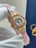 Chopard-Happy-Diamonds-Fionka-Watch-4527-18k-Rose-Gold-Guilloche-MOP-Dial-Pink-Leather-Hand