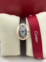 Cartier-Baignoire-Watch-Mini-Model-W8000017-18k-Rose-Gold-Silver-Dial-Front