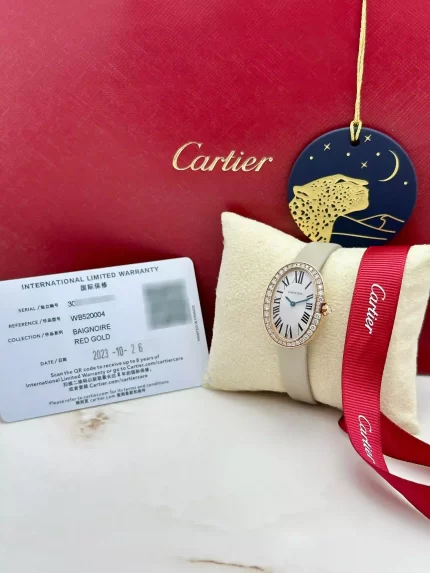 Cartier-Baignoire-Watch-WB520004-Small-Model-18k-Pink-Gold-Diamonds-Silver-Dial-Quartz