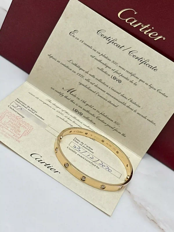 Cartier-Love-Bracelet-10-Diamonds-Classic-Model-18k-Yellow-Gold-Certificate
