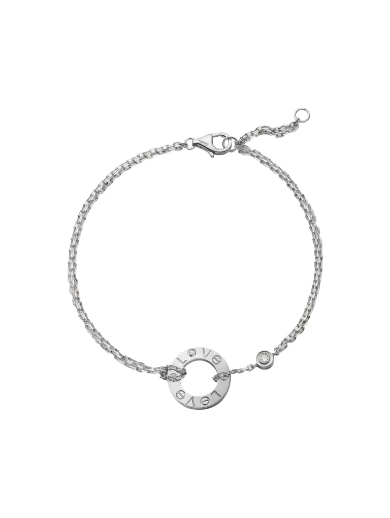 Cartier-Love-Bracelet-2-Diamonds-B6038100-On-chain-18k-White-Gold
