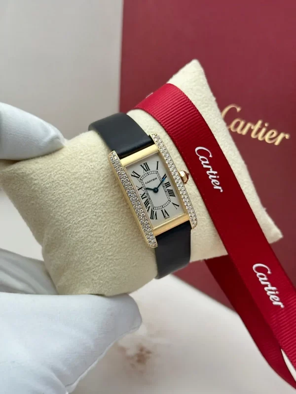 Cartier-Tank-Americaine-Watch-WB701251-Small-Model-18k-Yellow-Gold-Diamonds-Leather-Hand