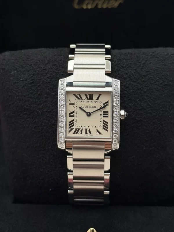 Cartier-Tank-Francaise-Watch-W4TA0009-Steel-Diamonds-Front-Medium-Model