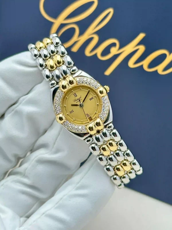Chopard-Gstaad-Watch-8112-Vintage-18k-Yellow-Gold-Steel-Diamonds-Original