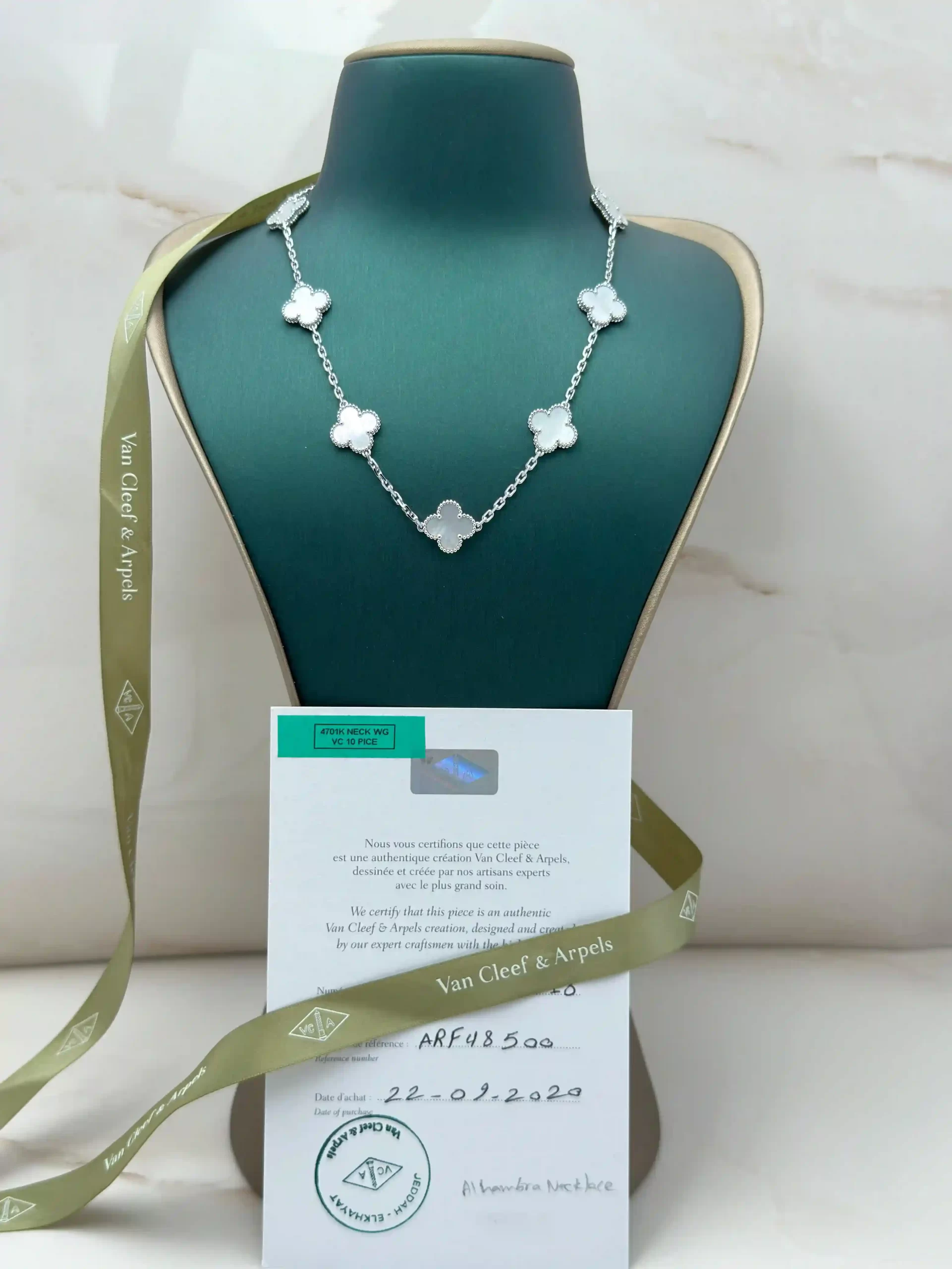 Van-Cleef-Arpels-Vintage-Alhambra-10-Motifs-Necklace-VCARF48500-18k-White-Gold-Certificate Van-Cleef-Arpels-Vintage-Alhambra-10-Motifs-Necklace-VCARF48500-18k-White-Gold-Certificate