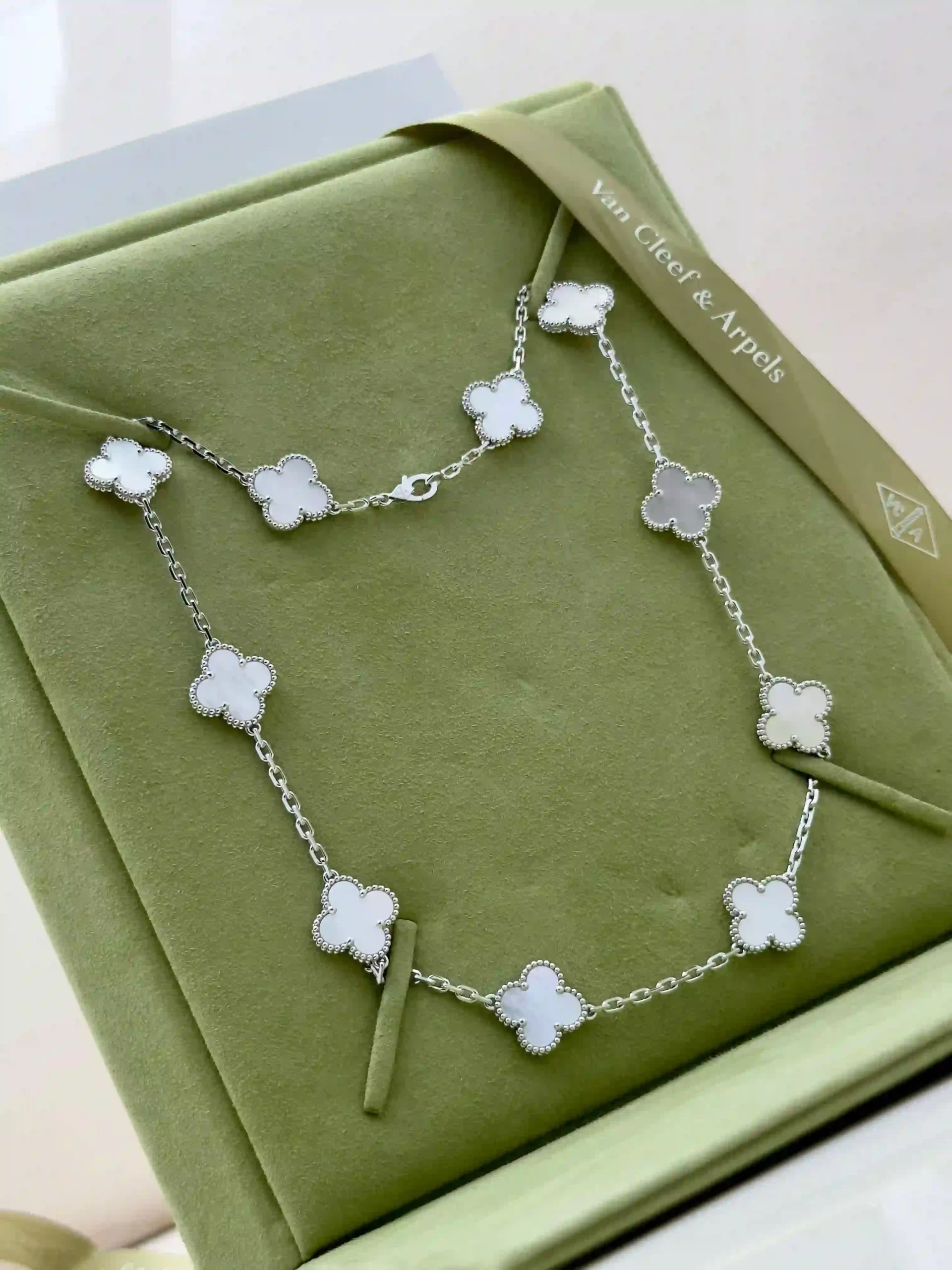 Van-Cleef-Arpels-Vintage-Alhambra-10-Motifs-Necklace-VCARF48500-18k-White-Gold-MOP Van-Cleef-Arpels-Vintage-Alhambra-10-Motifs-Necklace-VCARF48500-18k-White-Gold-MOP
