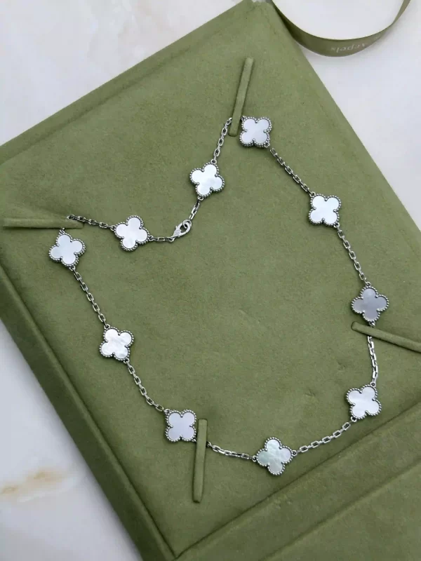 Van-Cleef-Arpels-Vintage-Alhambra-10-Motifs-Necklace-VCARF48500-18k-White-Gold-MOP-Side