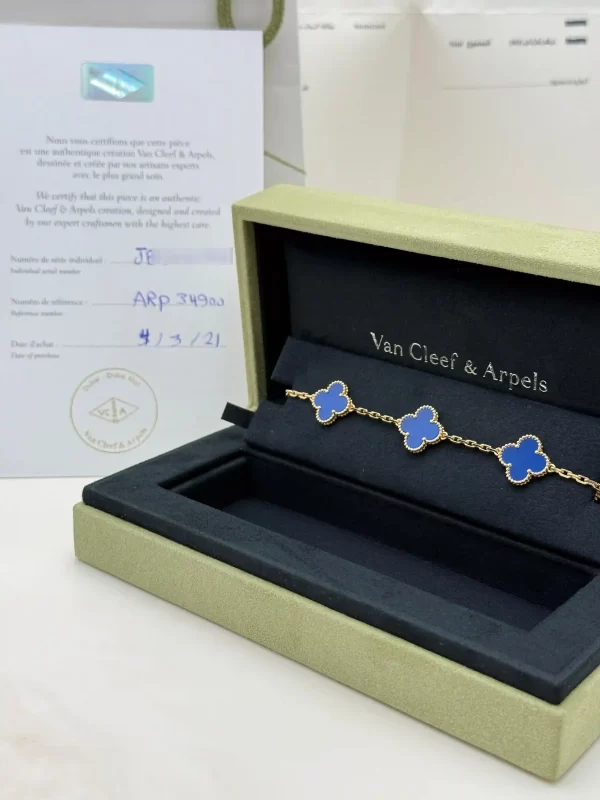 Van-Cleef-Arpels-Vintage-Alhambra-Bracelet-5-Motifs-VCARP34900-18k-Yellow-Gold-Blue-Agate