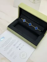 Van-Cleef-Arpels-Vintage-Alhambra-Bracelet-5-Motifs-VCARP34900-18k-Yellow-Gold-Blue-Agate-Box