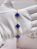 Van-Cleef-Arpels-Vintage-Alhambra-Bracelet-5-Motifs-VCARP34900-18k-Yellow-Gold-Blue-Agate-Front