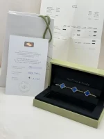 Van-Cleef-Arpels-Vintage-Alhambra-Bracelet-5-Motifs-VCARP34900-18k-Yellow-Gold-Blue-Agate-Original